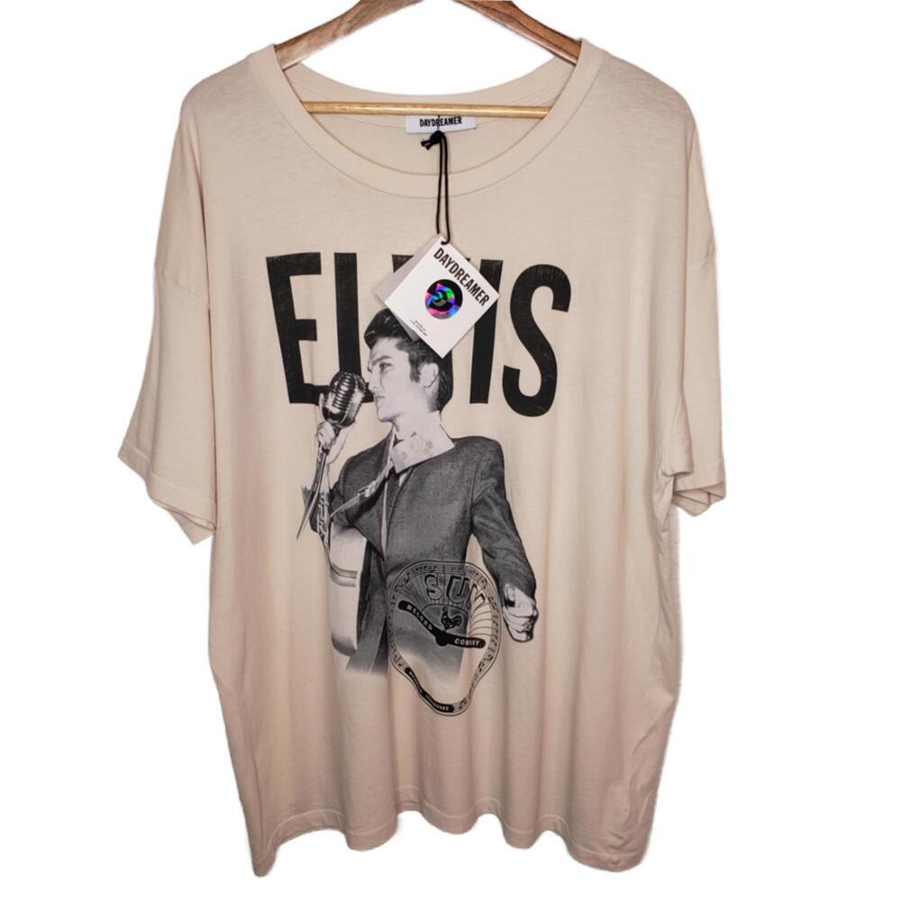 NWT Daydreamer Sz L Elvis Sun Records Dirty White Oversized T-Shirt(